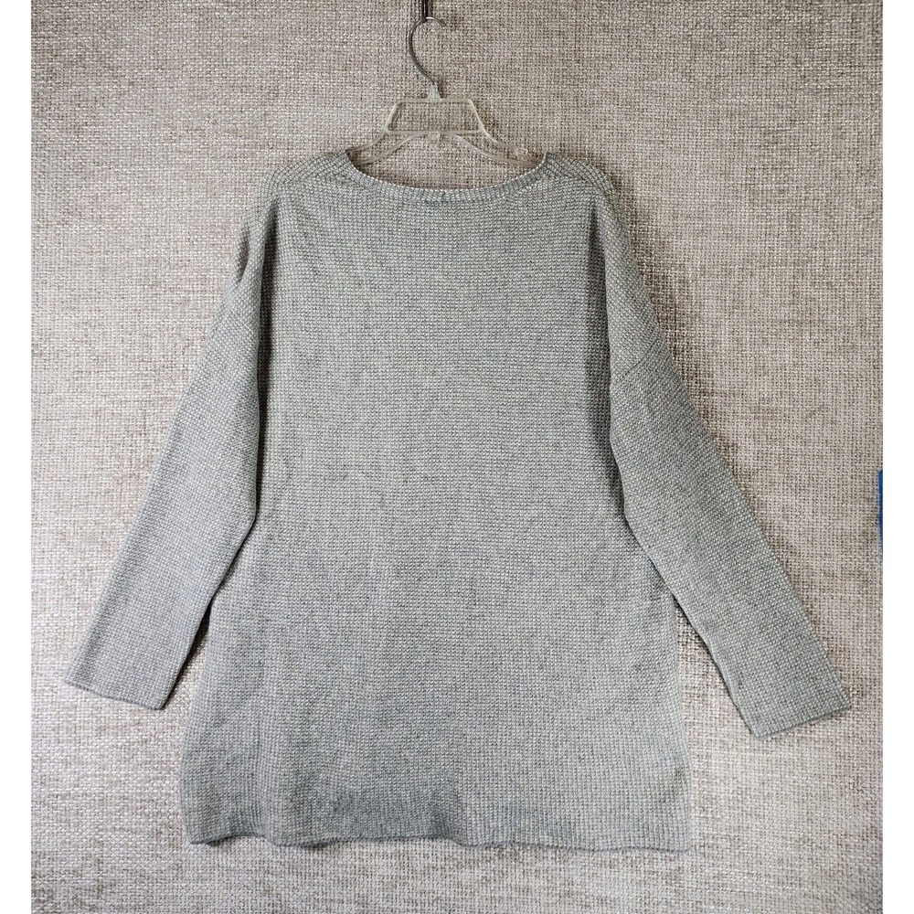 Eileen Fisher VNeck Cashmere Lambswool Sweater Womens Large Gray Oversized *hole - Picture 6 of 11